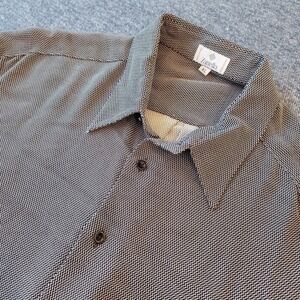 Zanella Shirt Men's XL Black White Geometric Thick Long Sleeve Made In Italy